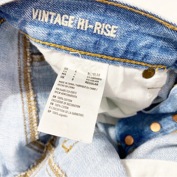 American Eagle Outfitters AEO Vintage High Rise Two Tone Denim Jeans 4 - Picture 10 of 11